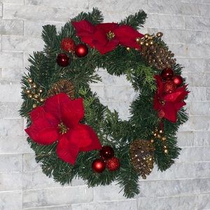 18-20” Faux Poinsettia Christmas Wreath
